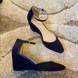Cole Haan Navy Suede Wedge Sandal